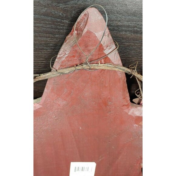 Rustic Vintage Wooden Star Wall Decor With Metal Stars & Plaid Ribbon Patriotic - Picture 9 of 10